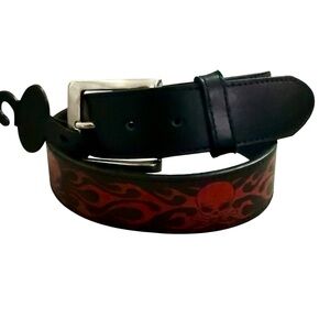 Vintage Y2K Black and Red Skull Belt Removable Buckle Punk Rock Streetwear